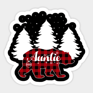 Buffalo Red Plaid Auntie Bear Matching Family Christmas Sticker
